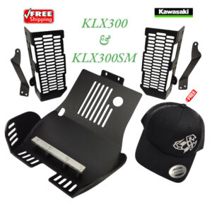 HD Skid Plate KLX-1655-BK & Rad Guard KLX-2425-BK KLX 300 and KLX300SM combo free Hat & shipping
