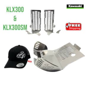 HDSP Skid Plate KLX-1655 & Rad Guard KLX-2425 for KLX 300 & KLX300SM combo with free Hat & shipping